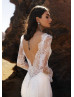 Long Sleeves Ivory Eyelash Lace Dreamy Wedding Dress